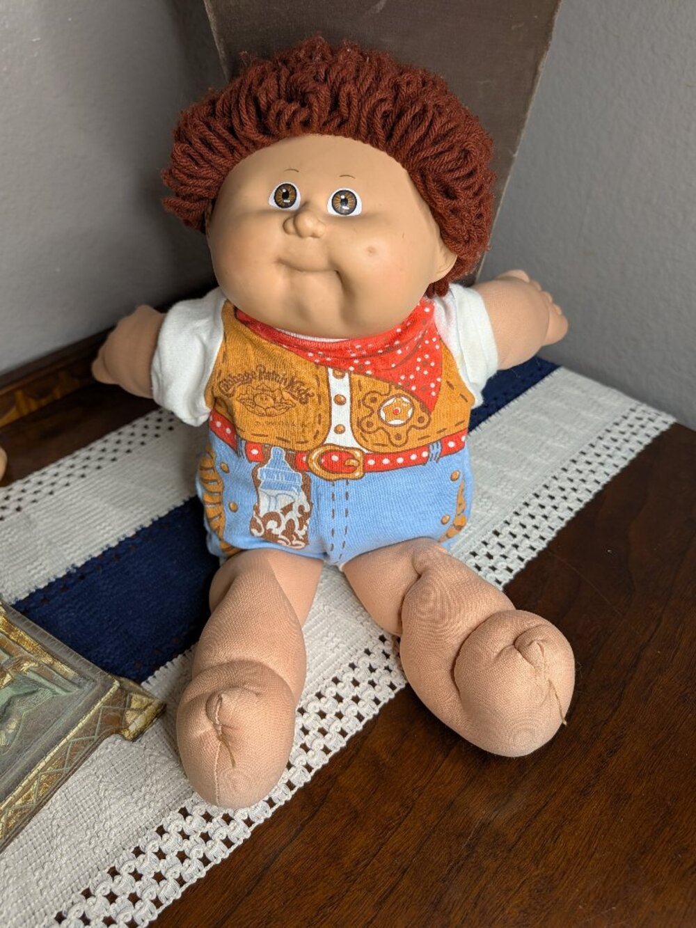 Cabbage Patch Kids 1986 Doll brown hair cowboy costume